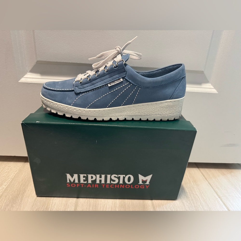Mephisto Women's Baby Blue Sneakers with White Accents